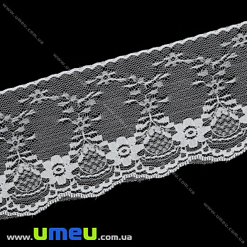 Кружево тонкое Цветы, 85 мм, Белое (LEN-034712)