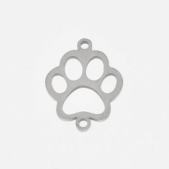 Коннектор из нерж. стали Лапка, 20х16 мм, Темное серебро (STL-061421)