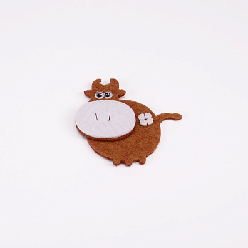 Декоративное изделие из фетра Бычок, 6х5 см, Коричневый (FLT-056535)