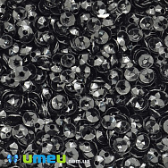 Паєтки Індія чаша, 4 мм, Чорні (PAI-037823)