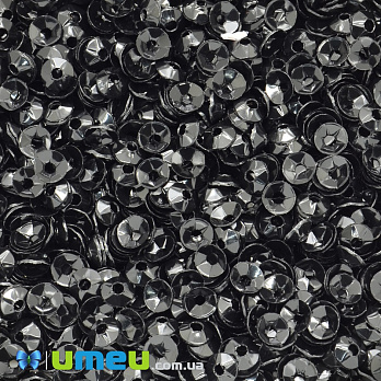 Паєтки Індія чаша, 4 мм, Чорні (PAI-037823)