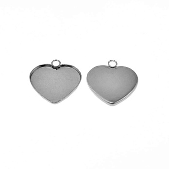 Основа сердце из нерж. стали, 22х20 мм, 19х19 мм, Темное серебро (STL-059485)
