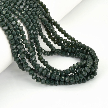 Бусины рондели, 4х3 мм, Зеленые темные (BUS-057202)