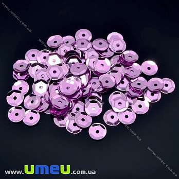 Пайетки Китай круглые граненые, 6,5 мм, Сиреневые (PAI-013124)