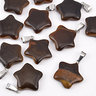 Подвеска Звезда, Натур. камень Тигровый глаз, 23х20 мм (POD-031867)