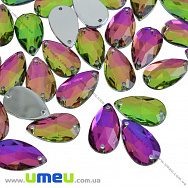 Пришивной кристалл пласт. Капля граненая, 16х10 мм, Разноцветный (KAB-030599)