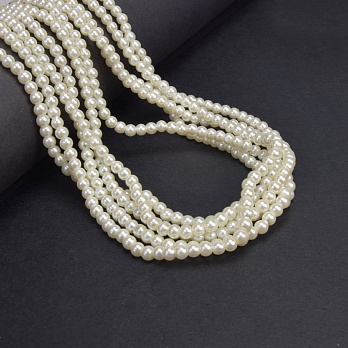 Бусины стеклянные Жемчуг, 4 мм, Кремовые, Круглые (BUS-060318)