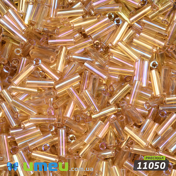 Бісер чеський Стеклярус 3, №11050, Бурштиновий прозорий райдужний, 7 мм (BIS-050519)