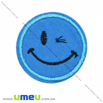 Термоаппликация Смайлик, 4,5 см, Синяя (APL-017476)