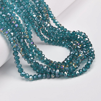 Намистини ронделі, 4х3 мм, Бірюзові АВ (BUS-049102)