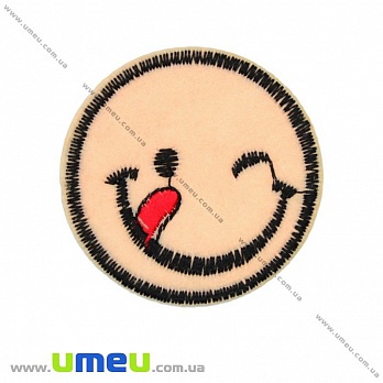 Термоаппликация Смайлик, 4,5 см, Персиковая (APL-017471)