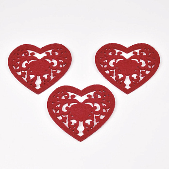 Декоративное изделие из фетра Кружевное сердце, 5х5 см, Красное (FLT-057011)
