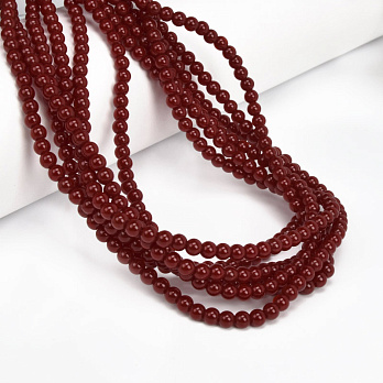 Бусины стеклянные, 4,5 мм, Круглые, Бордовые (BUS-057232)