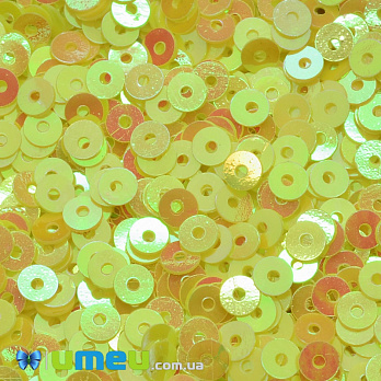Пайетки Индия круглые плоские, 4 мм, Желтые (PAI-037568)