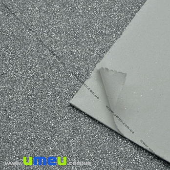 Фоамиран глиттерный на клеевой основе, 20х30 см, Серый (FOM-030490)