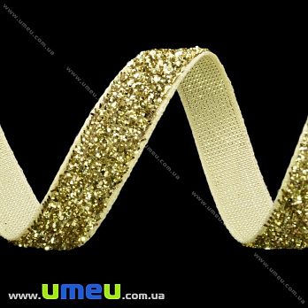Лента бархатная с люрексом, 10 мм, Золотистая (LEN-027260)