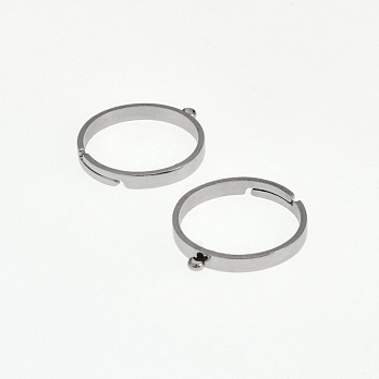 Кольцо из нерж. стали с петлей, 19 мм, Темное серебро (OSN-060529)