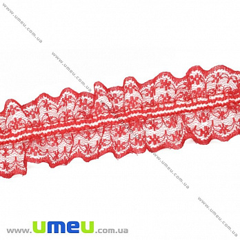 Кружево на резинке, 40 мм, Красное (LEN-025750)