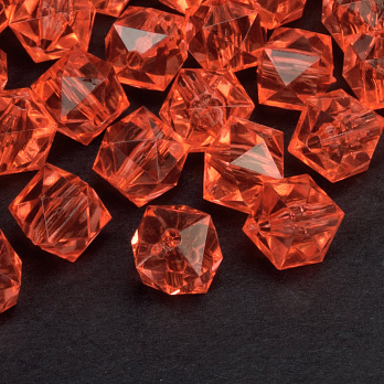 Бусины для сумок ОПТ Акриловые, Куб граненый, 11,5х10 мм, Красные (BUS-059945)
