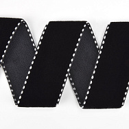 Стрічка оксамитова з кантом, 25 мм, Чорна (LEN-060571)