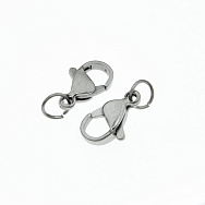 Замки-карабіни з нерж. сталі з колечком 5 мм, 12х7 мм, Темне срібло (STL-057077)