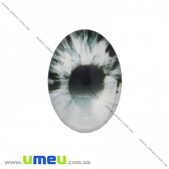 Кабошон скляний з принтом Око, 18х13 мм, Сірий, Овал (KAB-018734)