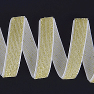 Стрічка оксамитова з люрексом, 10 мм, Біла з золотом (LEN-061117)