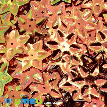 Пайетки Индия звезда, 20 мм, Оранжевые АВ (PAI-037895)