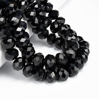Намистини ронделі, 12х8 мм, Чорні (BUS-057170)