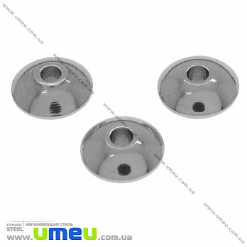 Бусина из нержавеющей стали Биконус, 8х4 мм, Темное серебро (STL-036509)