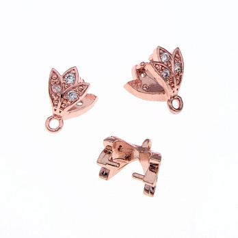 Тримач для кулона, 9х6 мм, Стрази куб. цирконій, Рожеве золото (OSN-055661)