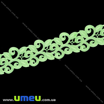 Тесьма тисненая Листики, 20 мм, Салатовая (LEN-019719)