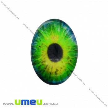 Кабошон скляний з принтом Око, 18х13 мм, Зелений, Овал (KAB-018710)