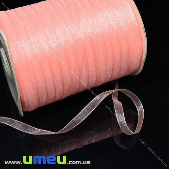 Стрічка з органзи, 6 мм, Рожево-персикова (LEN-015774)