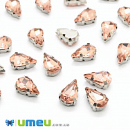 Шатон крапля 13х8 мм, Темне срібло, Персиковий (KAB-040673)