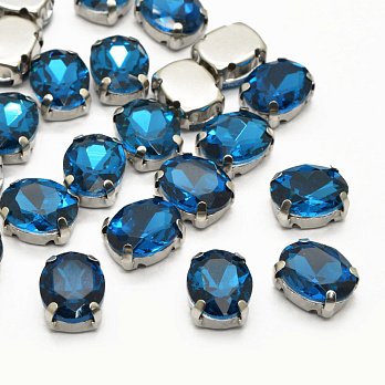 Шатон овальний 10х8 мм, Темне срібло, Бірюзовий (KAB-040633)