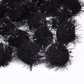 Помпоны с люрексом 2,5 см, Черные (DIF-052586)