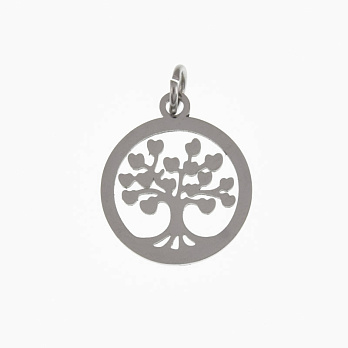 Подвеска из нерж. стали Древо жизни, 17х15 мм, Темное серебро (STL-061314)