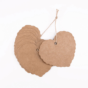 Бирки для подарков, Сердце, 60х55 мм, Крафт (UPK-056656)