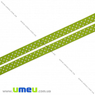 Репсовая лента в горошек, 10 мм, Салатовая (LEN-016657)