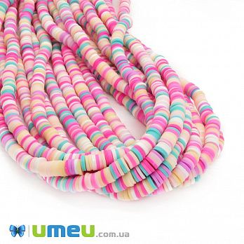Намистини з полімерної глини, 6 мм, Мікс рожевий (BUS-044085)