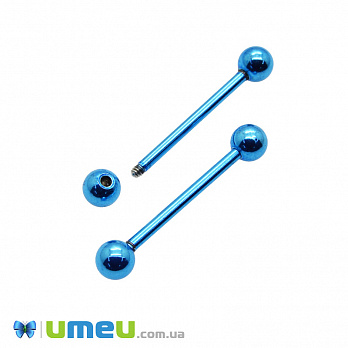 Сережка штанга для пірсингу з нерж. сталі, 29х5 мм, Блакитна (OSN-048060)