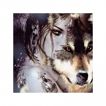 Набор алмазной живописи на подрамнике 30х30 см, Волчица (SXM-051360)