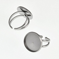Каблучка з нерж. сталі під кабошон 12 мм, Темне срібло (OSN-060533)