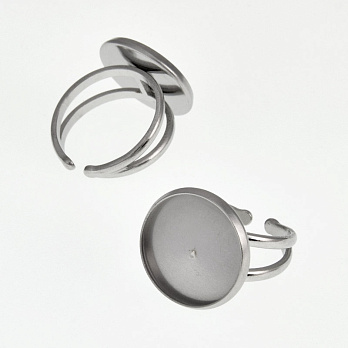 Каблучка з нерж. сталі під кабошон 12 мм, Темне срібло (OSN-060533)