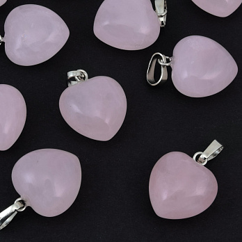 Підвіска Серце, Натур. камінь Кварц рожевий, 18х15х10 мм (POD-057896)