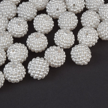 Бусины пластиковые Ежевика, Круглые Жемчуг, 12 мм, Белые (BUS-059617)