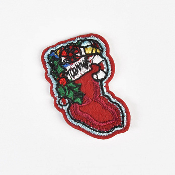 Термоаппликация, Новогодний сапожок, 4х2,5 см (APL-060152)