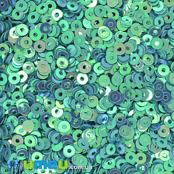 Паєтки Індія круглі плоскі, 4 мм, Бірюзові АВ (PAI-041796)