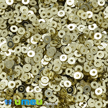 Паєтки Індія круглі плоскі, 2,5 мм, Золотисті світлі (PAI-037544)
